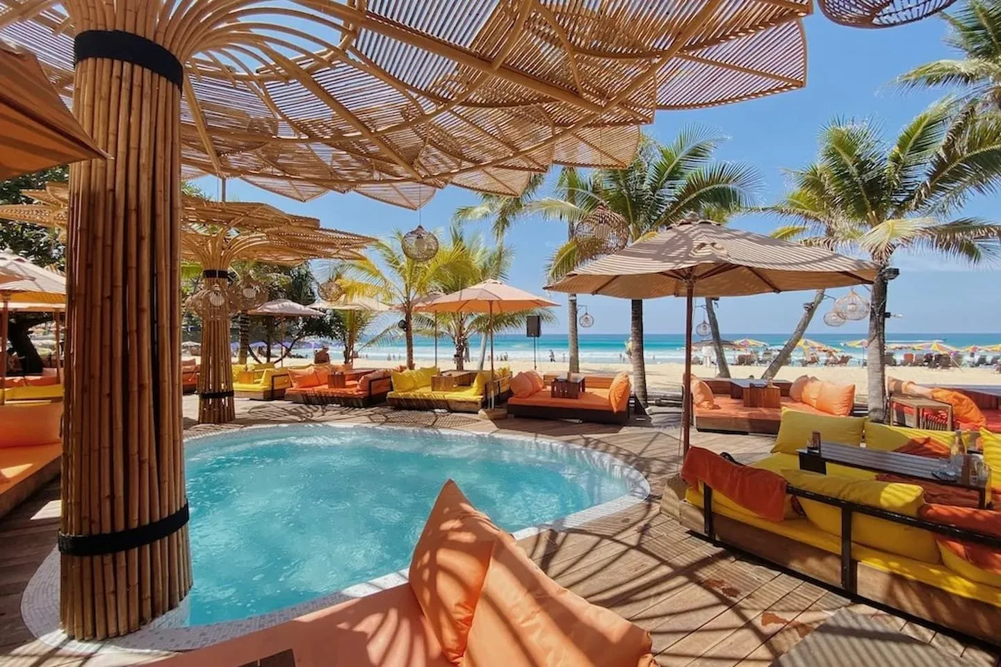 Tables overlooking the sea at a Phuket beach club